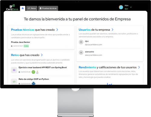 Crear perfil en plataforma pruebas técnicas