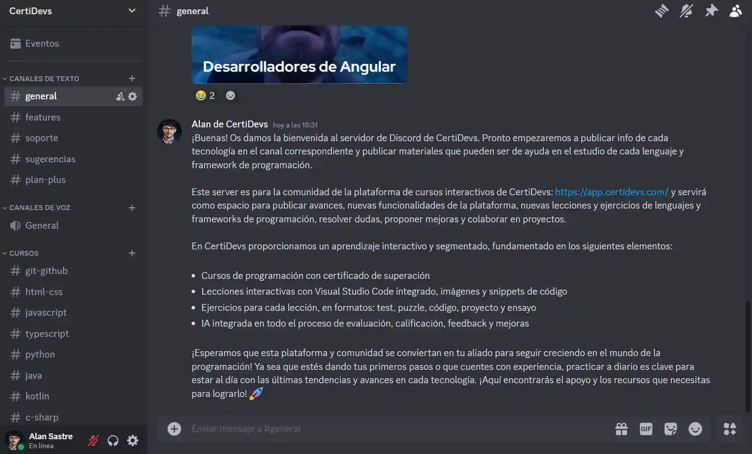 Discord comunidad de desarrollo y programación software